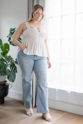 Allison High Rise Front Yoke Retro Wide Leg Jeans - PLUS