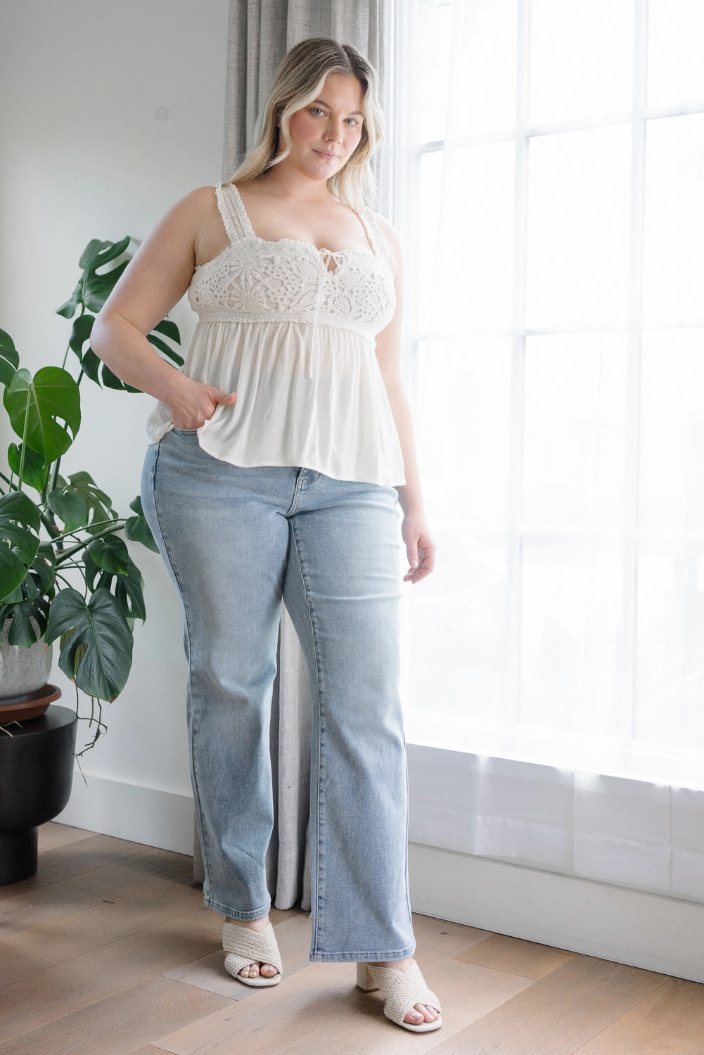 Allison High Rise Front Yoke Retro Wide Leg Jeans - PLUS