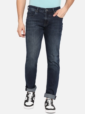 Blue Solid Slim Fit Jeans | JadeBlue