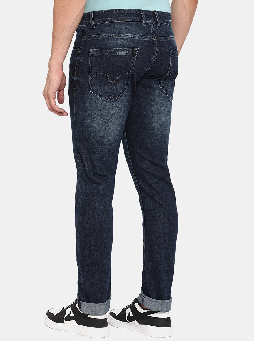 Blue Solid Slim Fit Jeans | JadeBlue