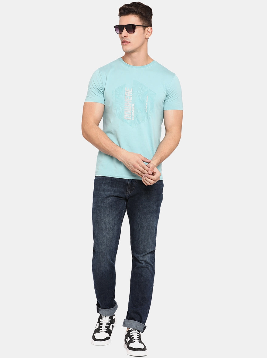 Blue Solid Slim Fit Jeans | JadeBlue