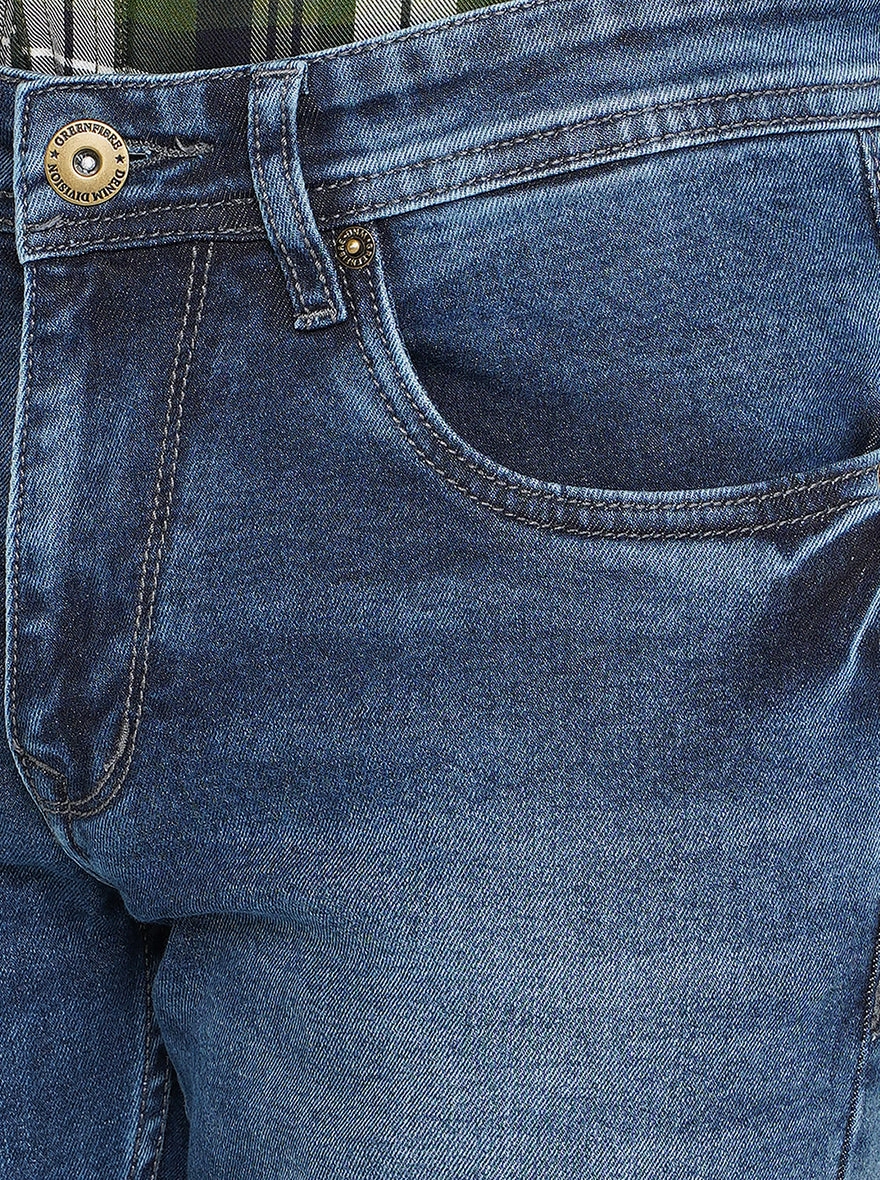 Blue Washed Narrow Fit Jeans | Greenfibre