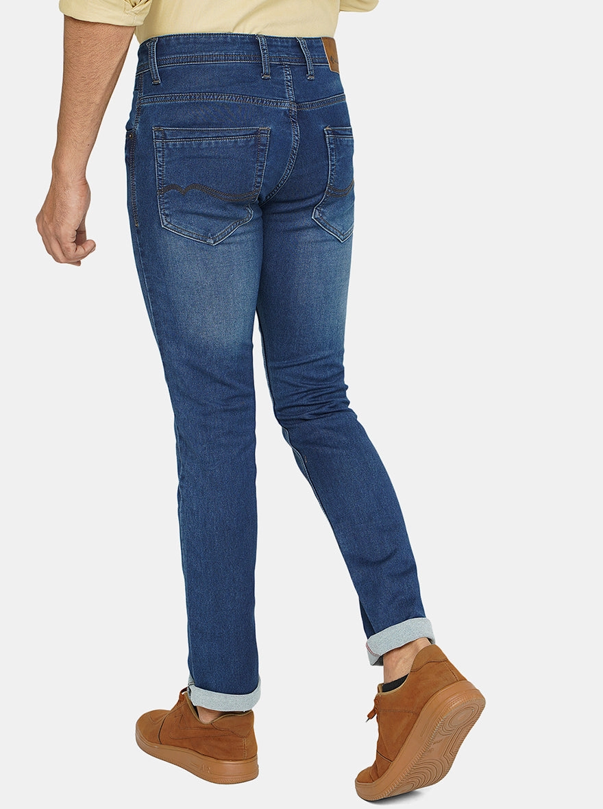 Blue Washed Narrow Fit Jeans | Greenfibre