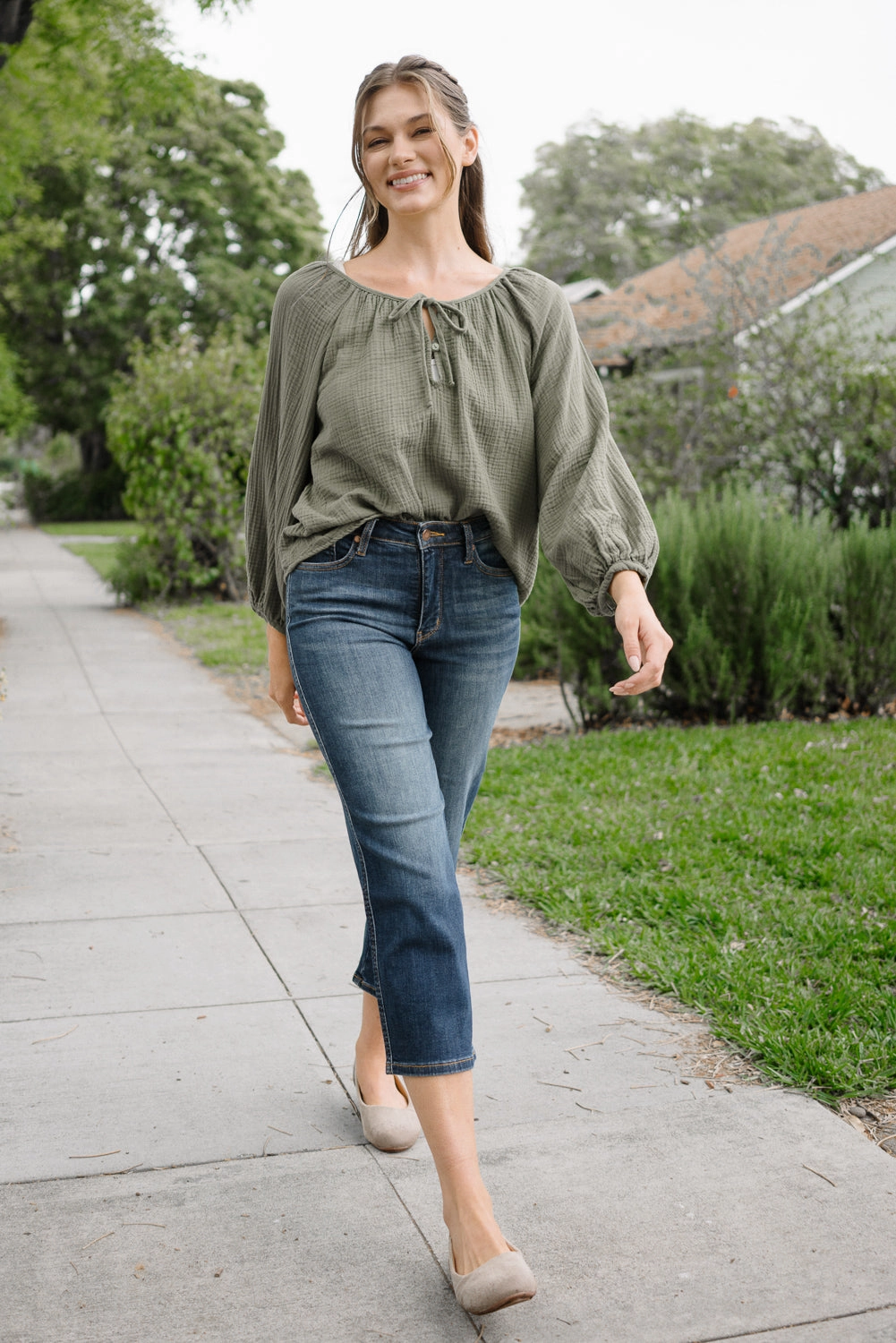 Cassandra Mid Rise Tummy Control Crop Wide Leg Jeans