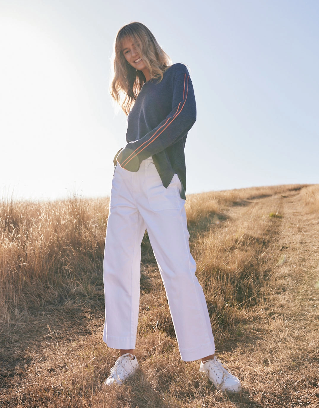 Catalina Cropped Wide Leg Jeans - White