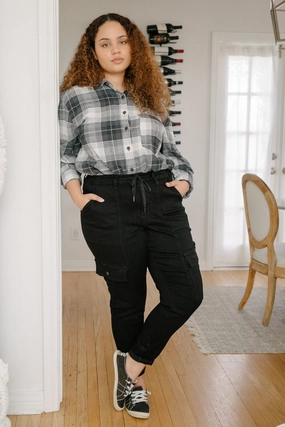 Celeste High Rise Cuffed Cargo Joggers - PLUS