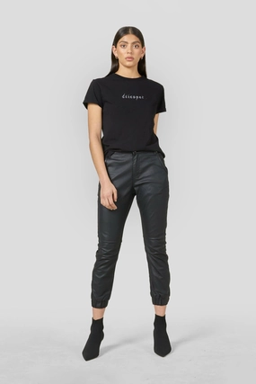 Coated Denim Black Cuffed Jeans
