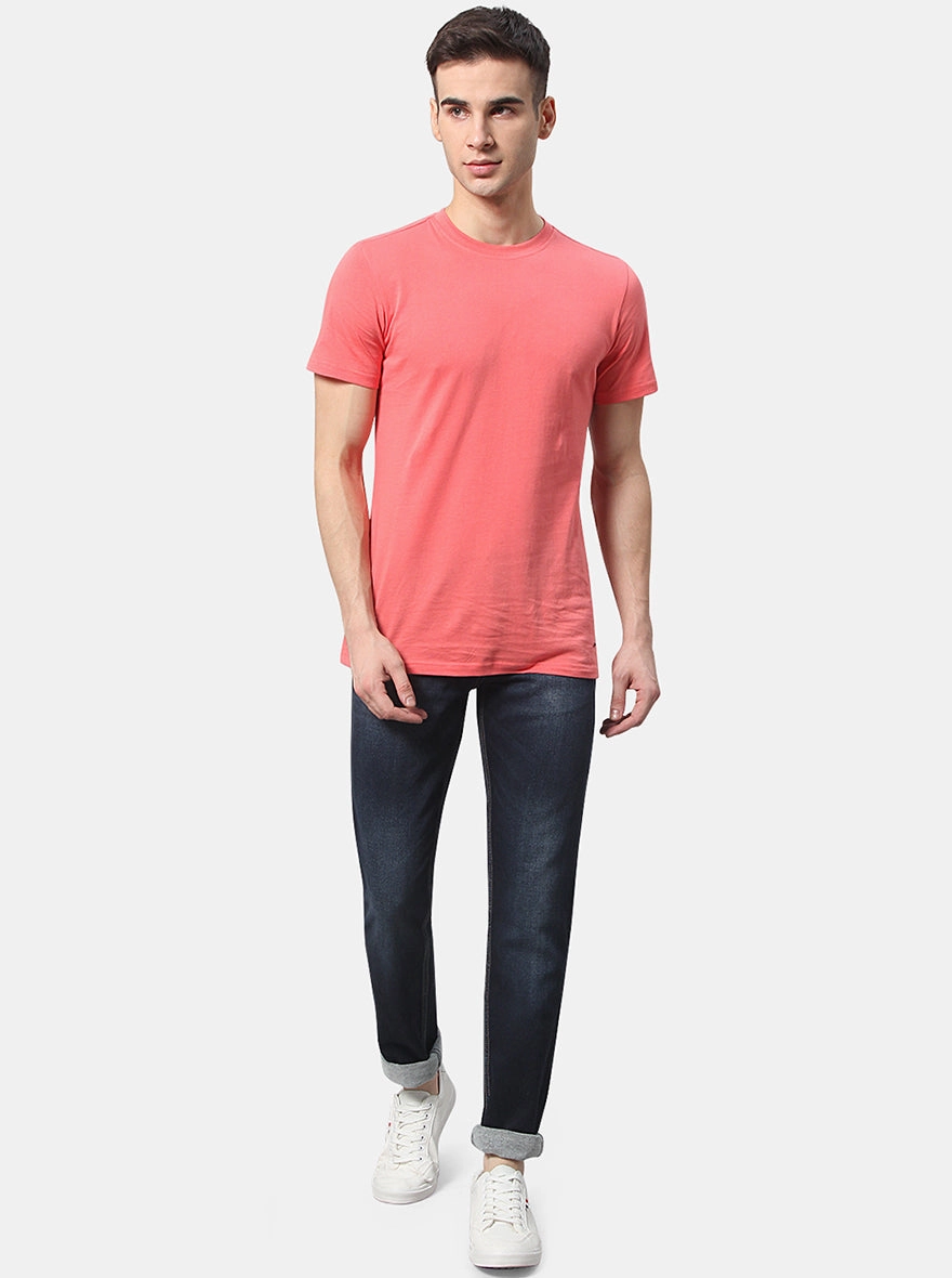 Dark Blue Solid Slim Fit Jeans | Greenfibre