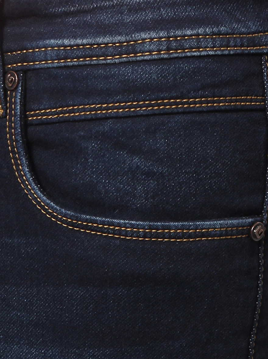 Dark Blue Solid Slim Fit Jeans | Greenfibre