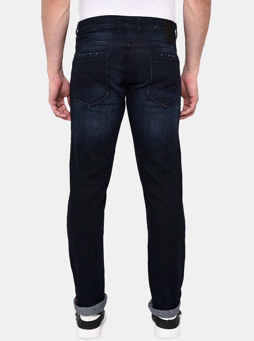 Dark Blue Solid Slim Fit Jeans | JadeBlue