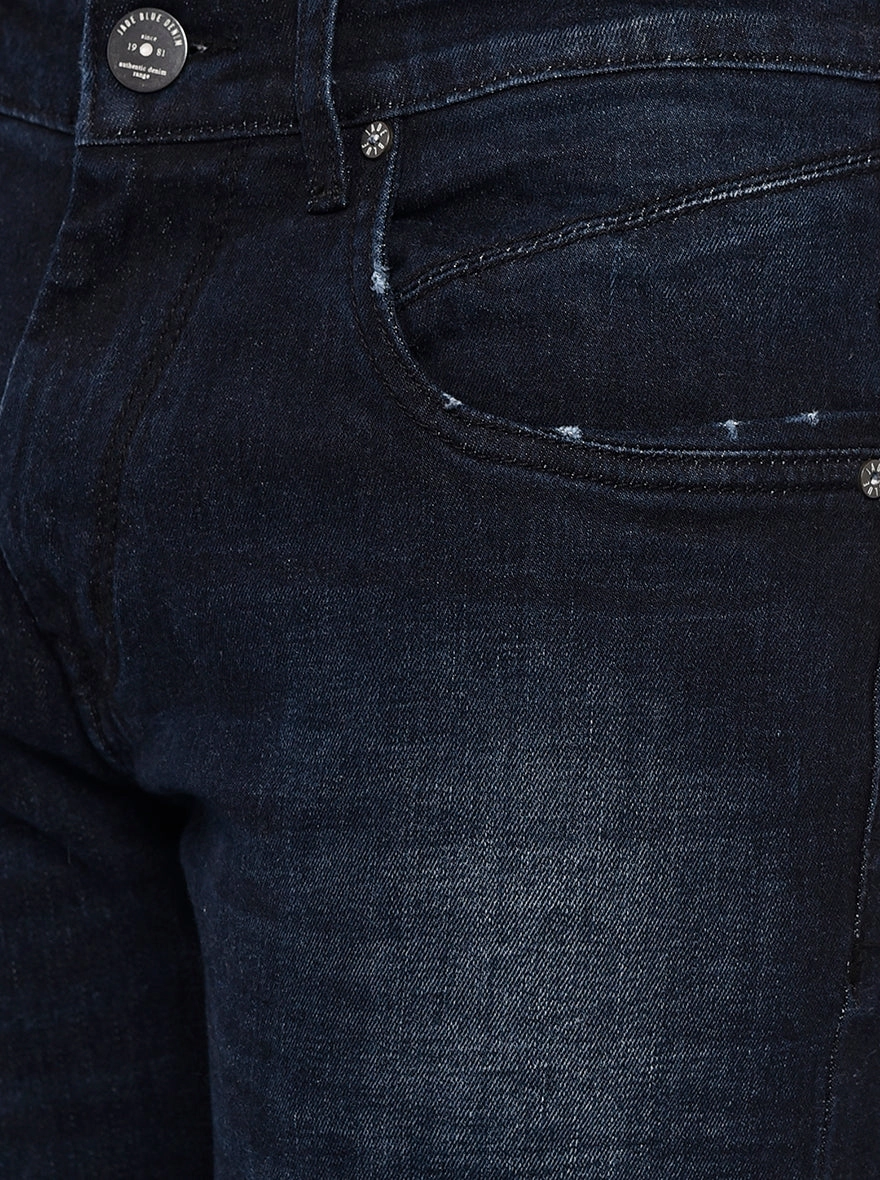 Dark Blue Solid Slim Fit Jeans | JadeBlue