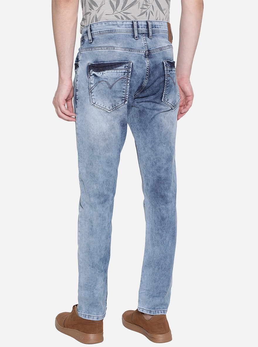 Denim Blue Washed Straight Fit Jeans | JadeBlue