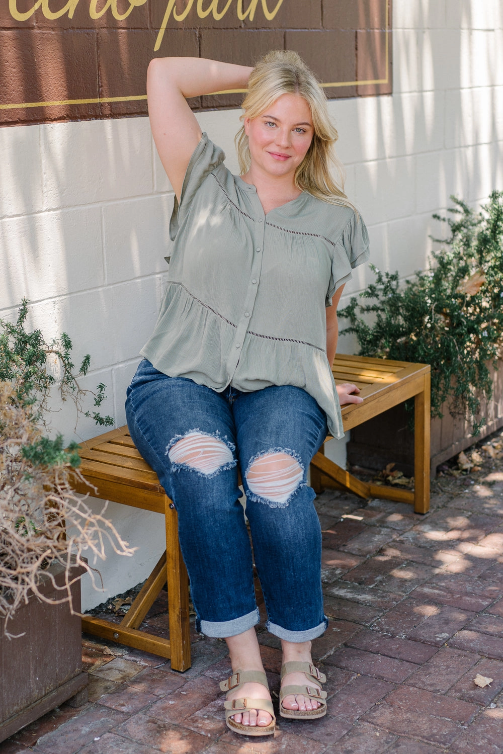 Erin Mid Rise Distressed Slim Jeans - PLUS