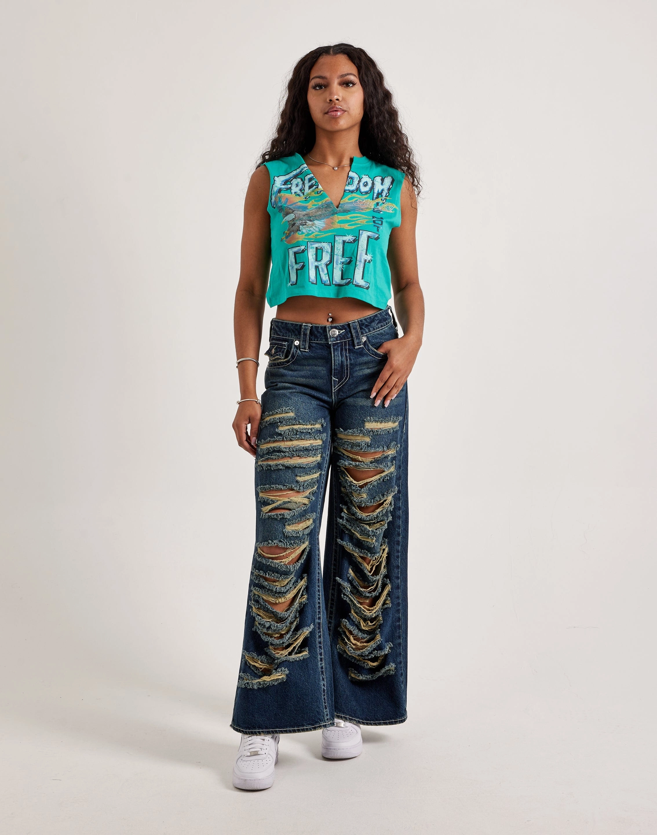 First Row Cropped Muscle Tank Top
