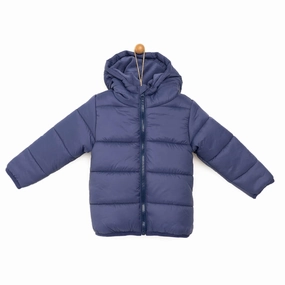 HelloBaby Basic Eared Hoodie Coat - Navy Blue
