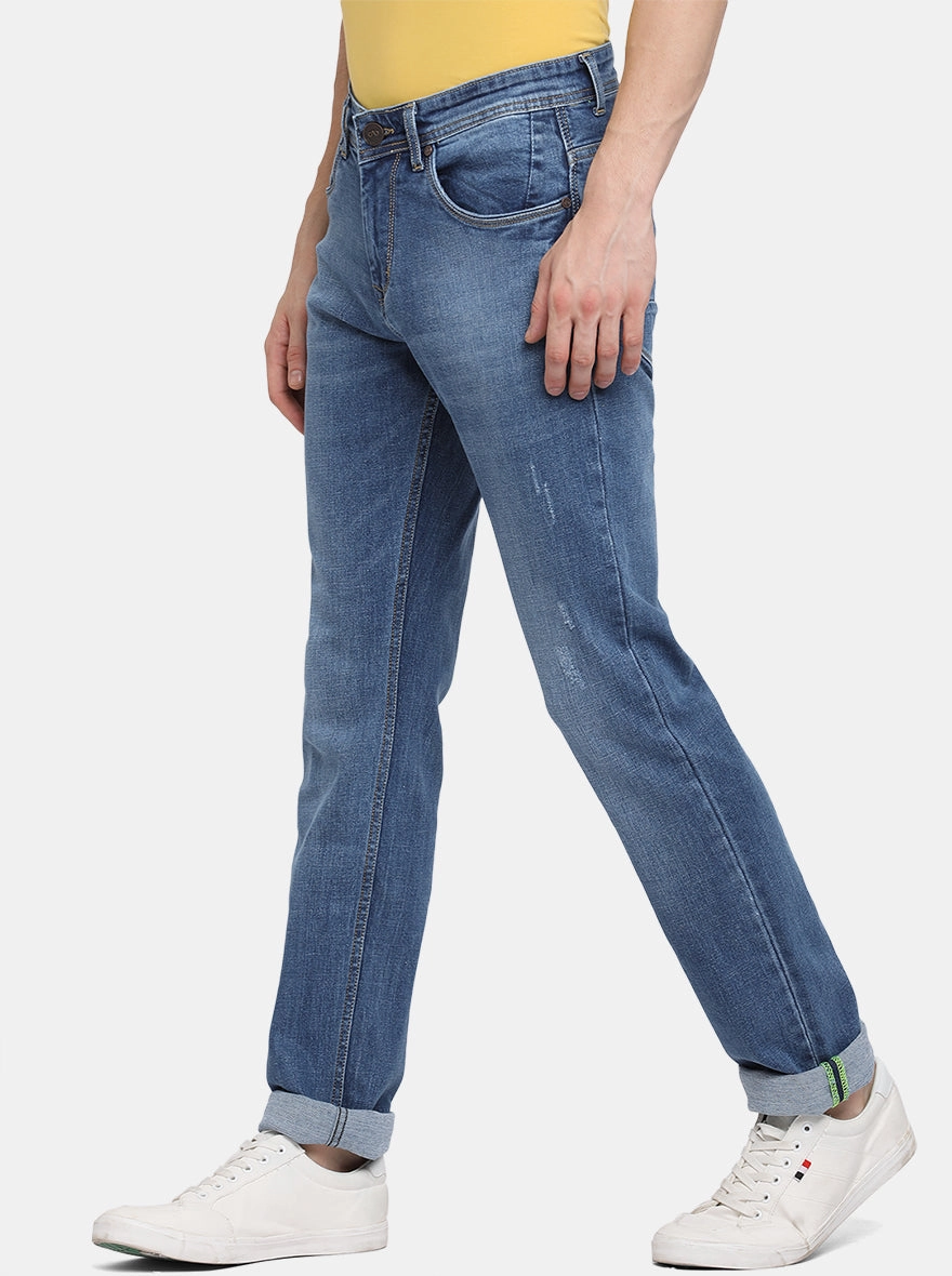 Indigo Blue Washed Straight Fit Jeans | JadeBlue