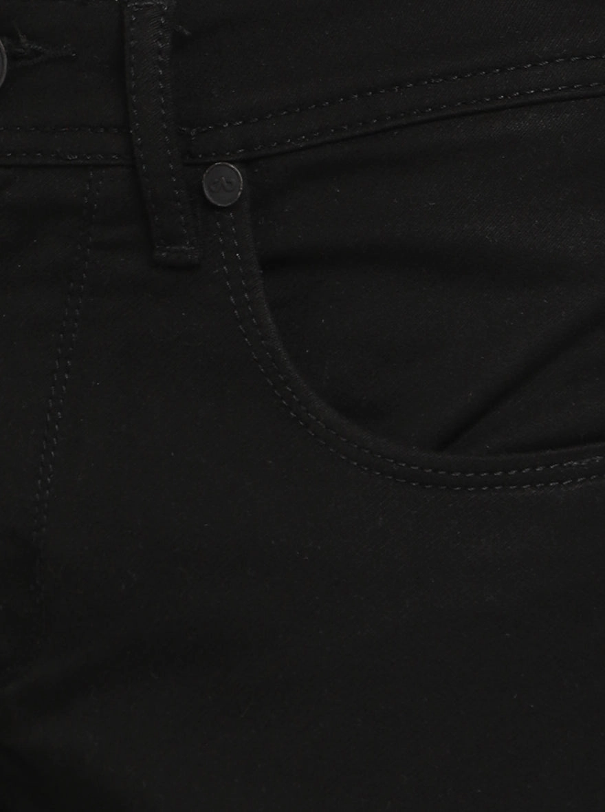 Jet Black Solid Slim Fit Jeans | JadeBlue
