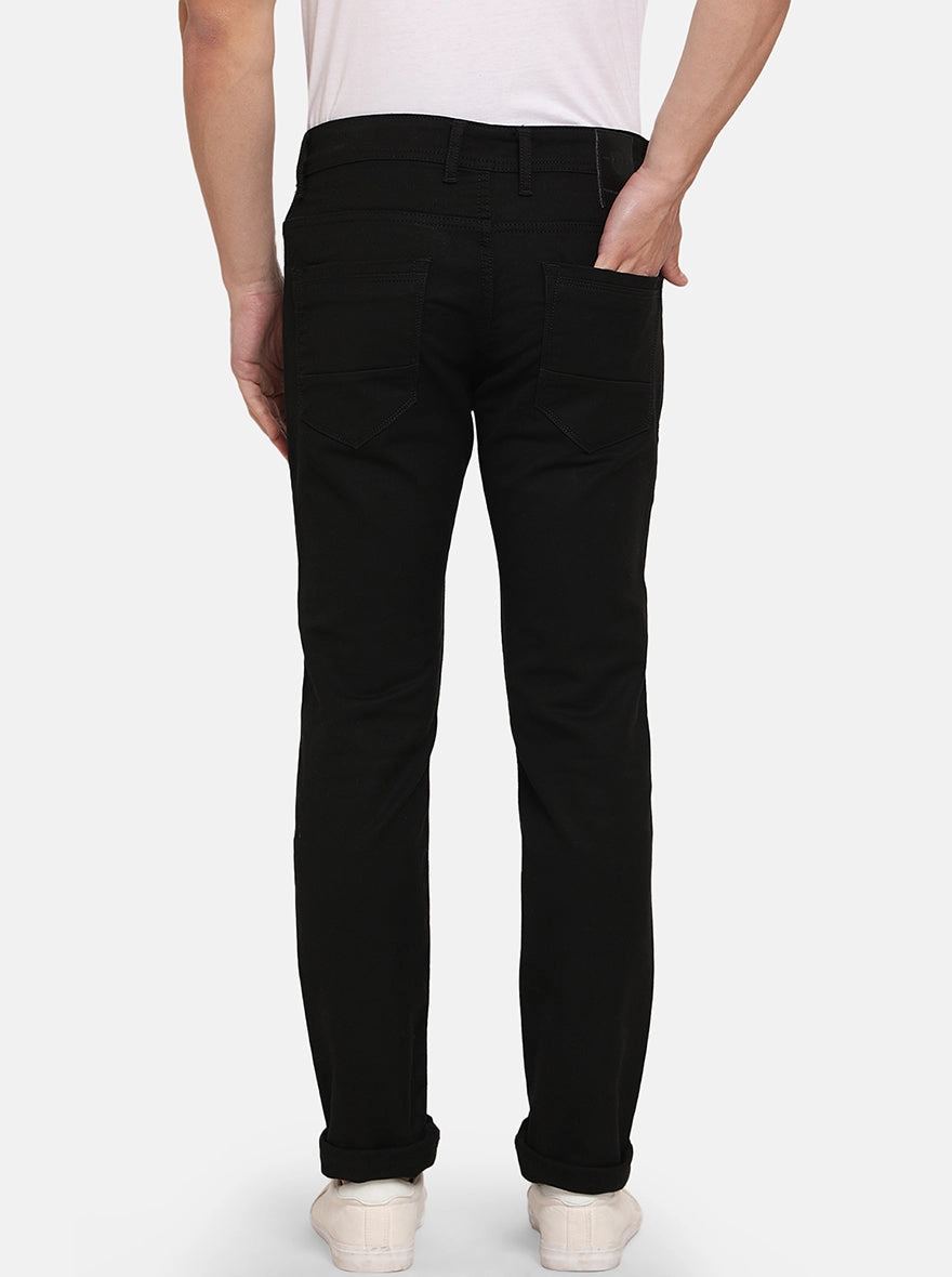 Jet Black Solid Slim Fit Jeans | JadeBlue