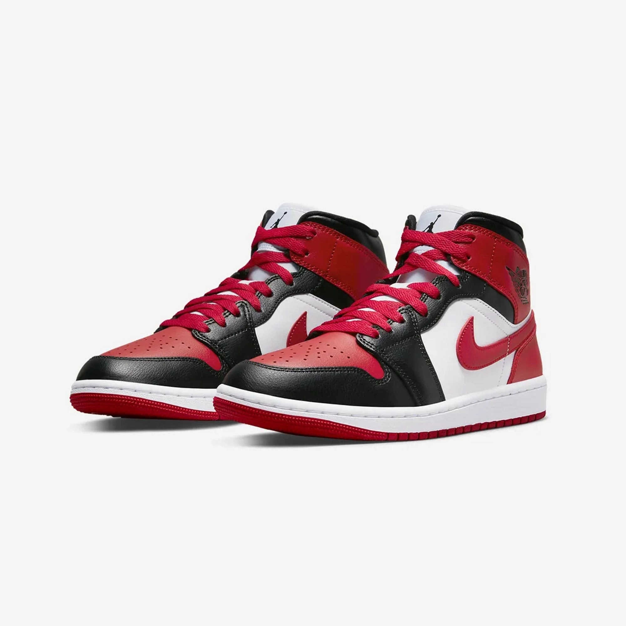 Jordan | AIR JORDAN 1 MID  { BLACK/GYM RED-WHITE