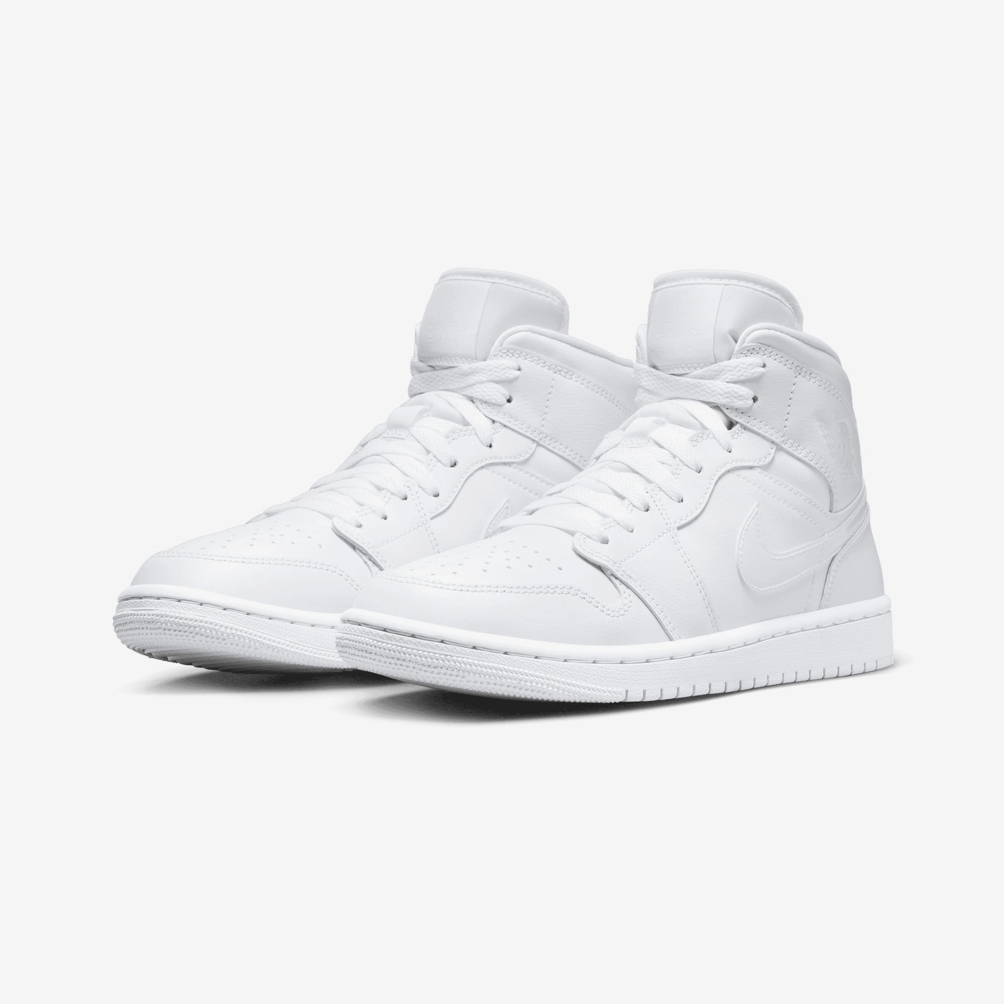 JORDAN | AIR JORDAN 1 MID { WHITE/WHITE-WHITE