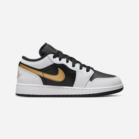 JORDAN | AIR JORDAN LOW 1 (GS) { WHITE/METALLIC GOLD-BLACK
