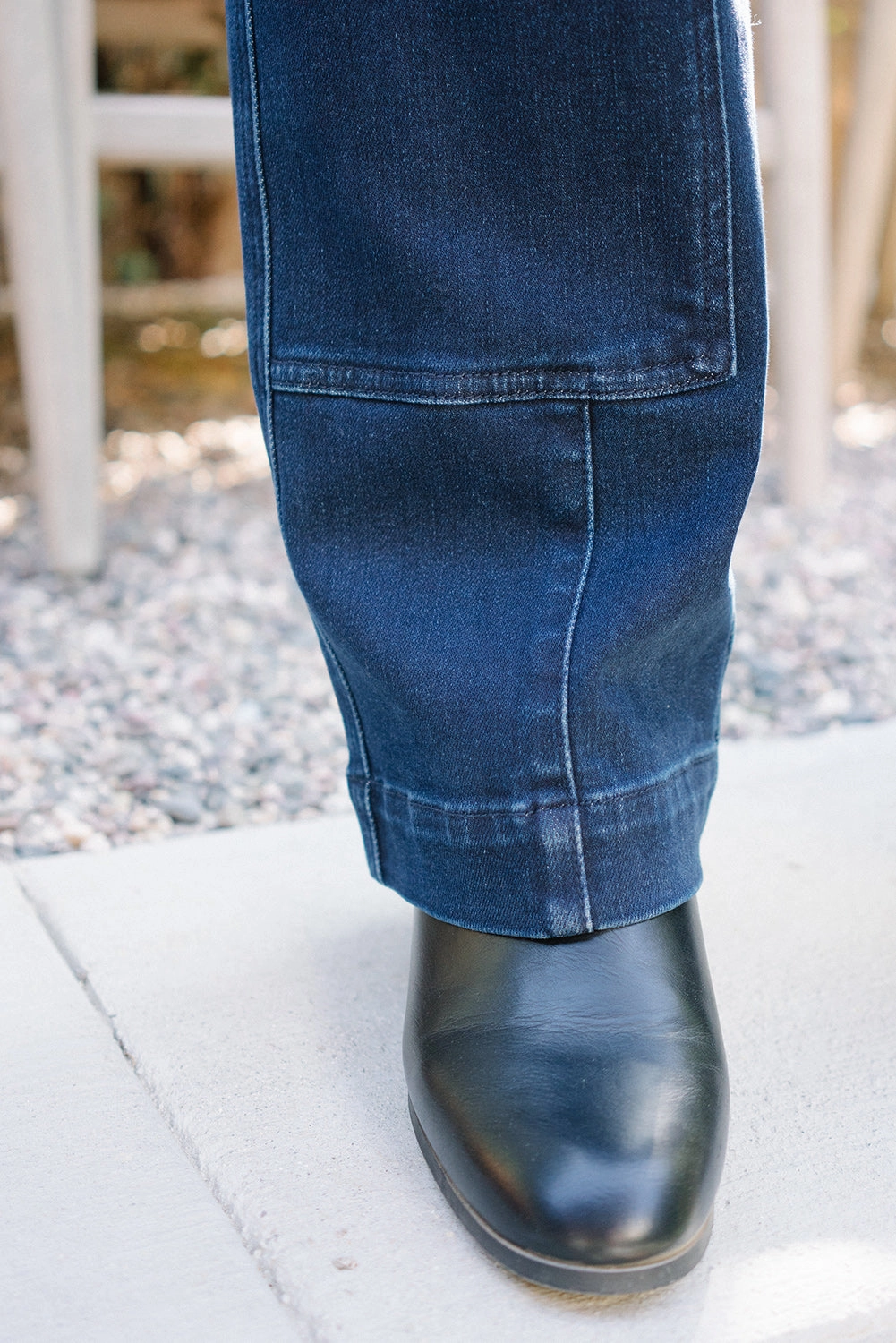 Leslie High Rise Work Wear Knee Patch Straight Jeans - PLUS