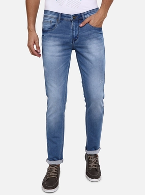Light Blue Solid Slim Fit Jeans | Greenfibre