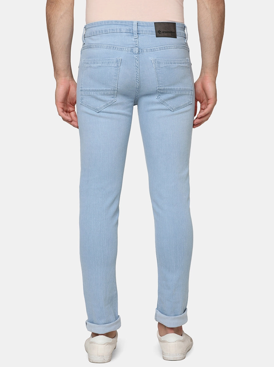 Light Blue Washed Narrow Fit Jeans | Greenfibre