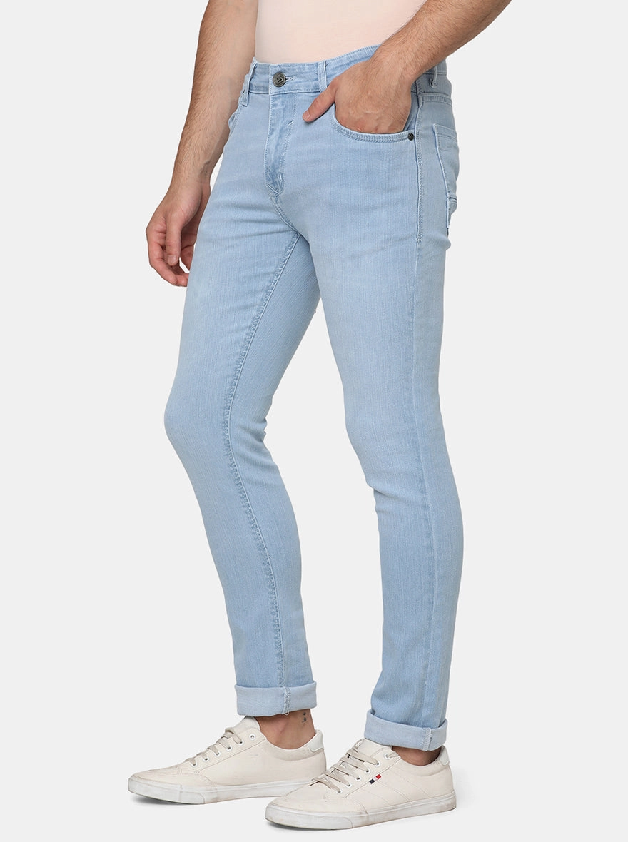 Light Blue Washed Narrow Fit Jeans | Greenfibre