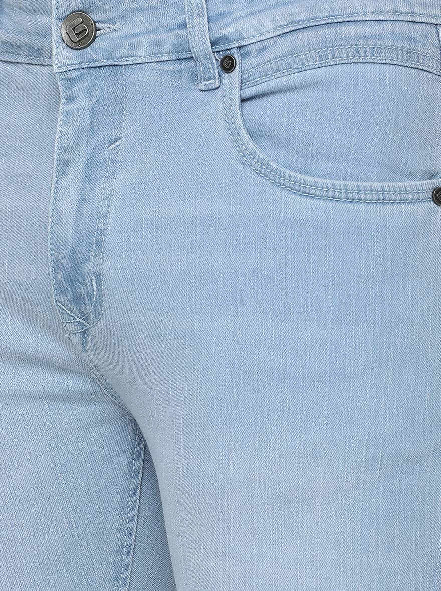 Light Blue Washed Narrow Fit Jeans | Greenfibre