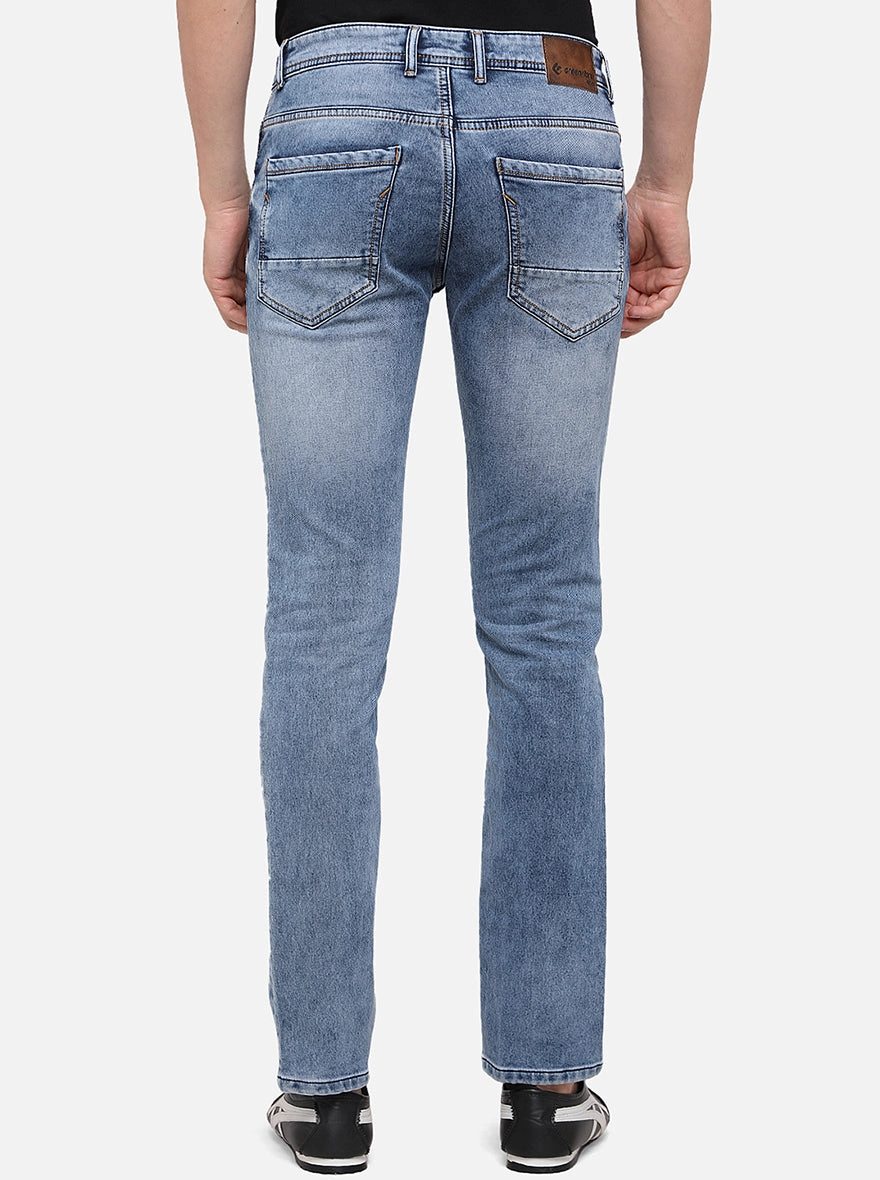 Light Blue Washed Slim Fit Jeans | Greenfibre
