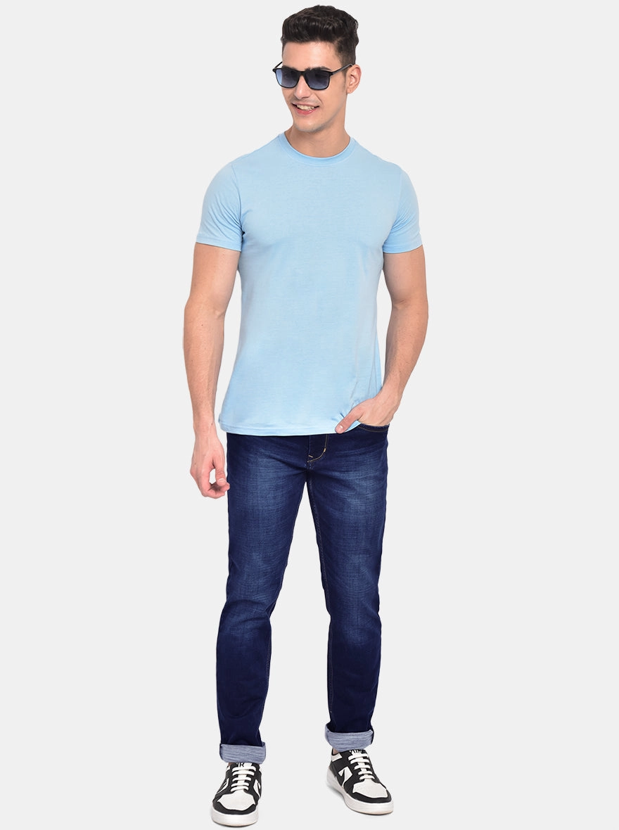 Light Blue Washed Straight Fit Jeans | JadeBlue