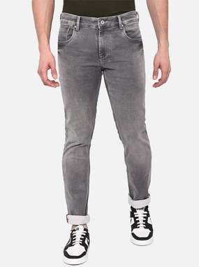 Light Grey Solid Slim Fit Jeans | JadeBlue
