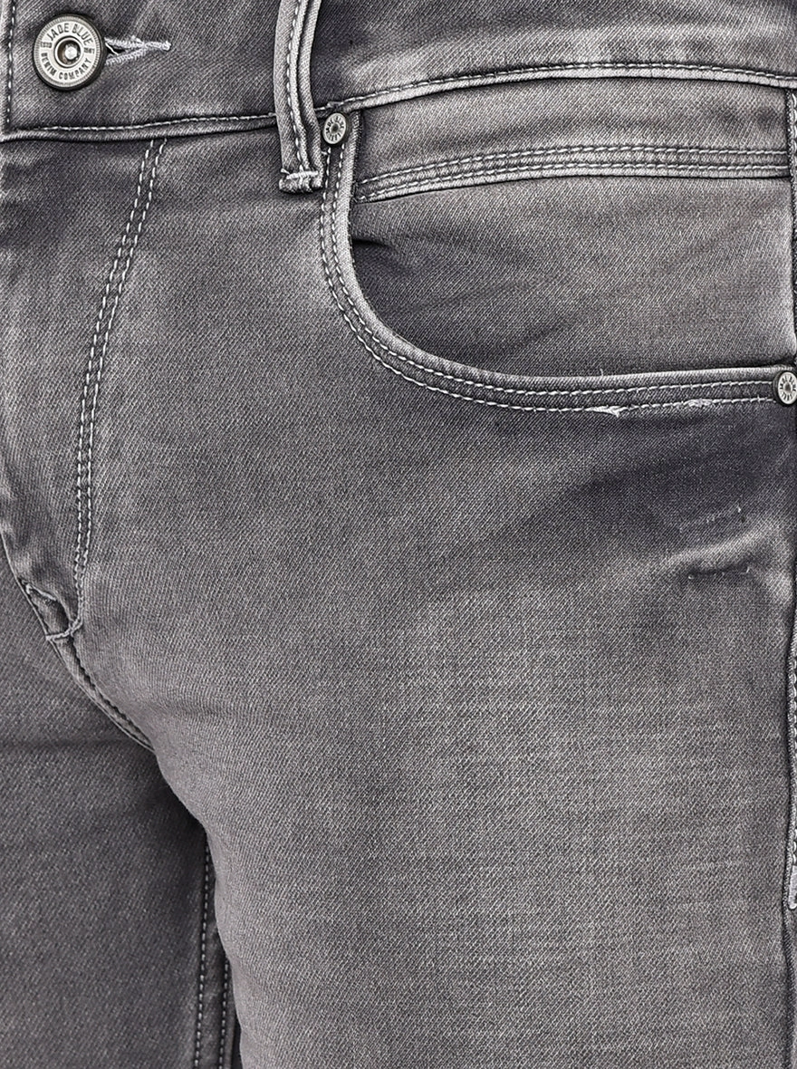 Light Grey Solid Slim Fit Jeans | JadeBlue