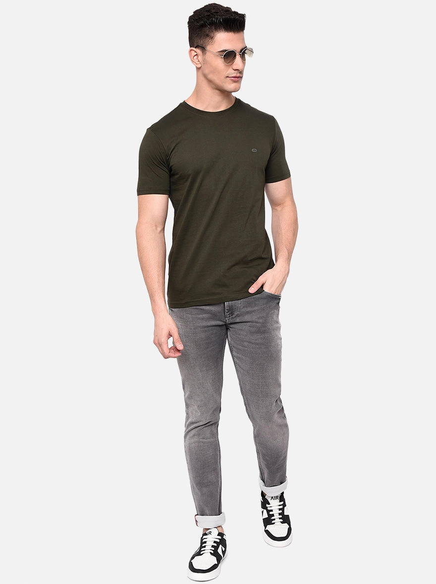 Light Grey Solid Slim Fit Jeans | JadeBlue