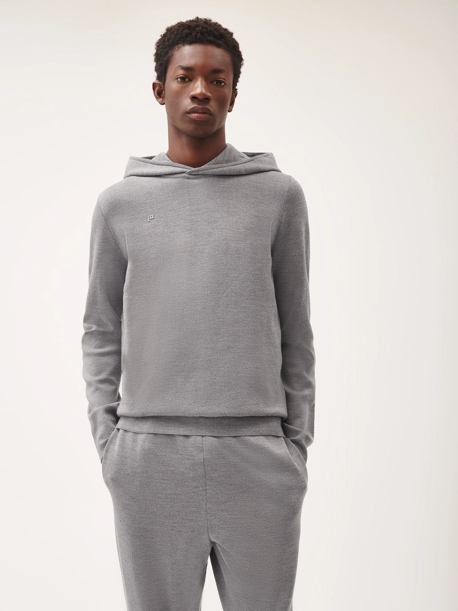 Mens DNA Regenerative Merino Wool Hoodie—grey marl
