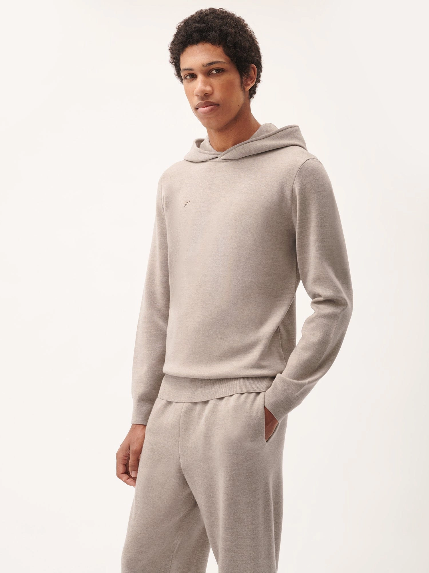 Mens DNA Regenerative Merino Wool Hoodie—stone marl