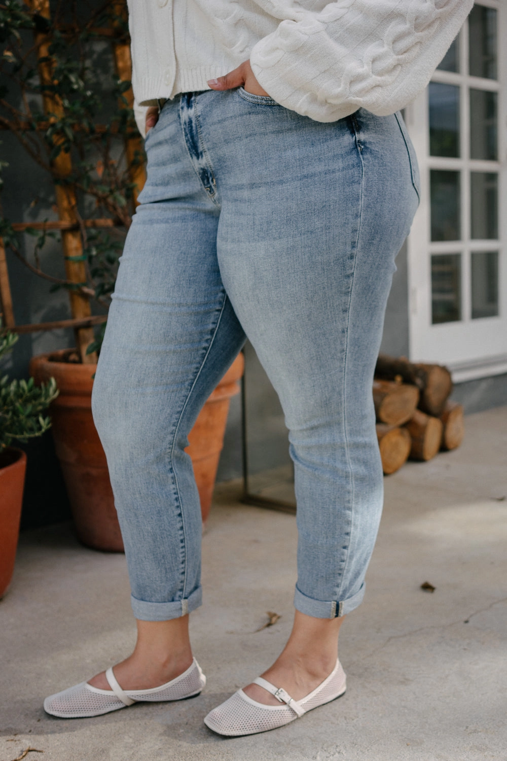 Michelle Vintage Wash Boyfriend Jeans - PLUS