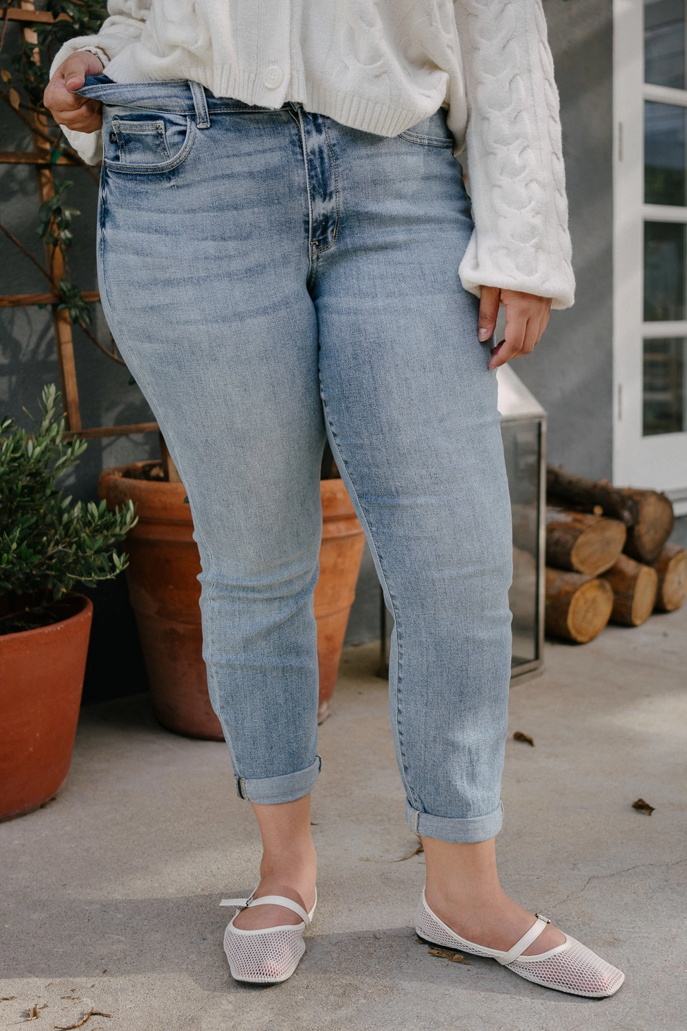 Michelle Vintage Wash Boyfriend Jeans - PLUS