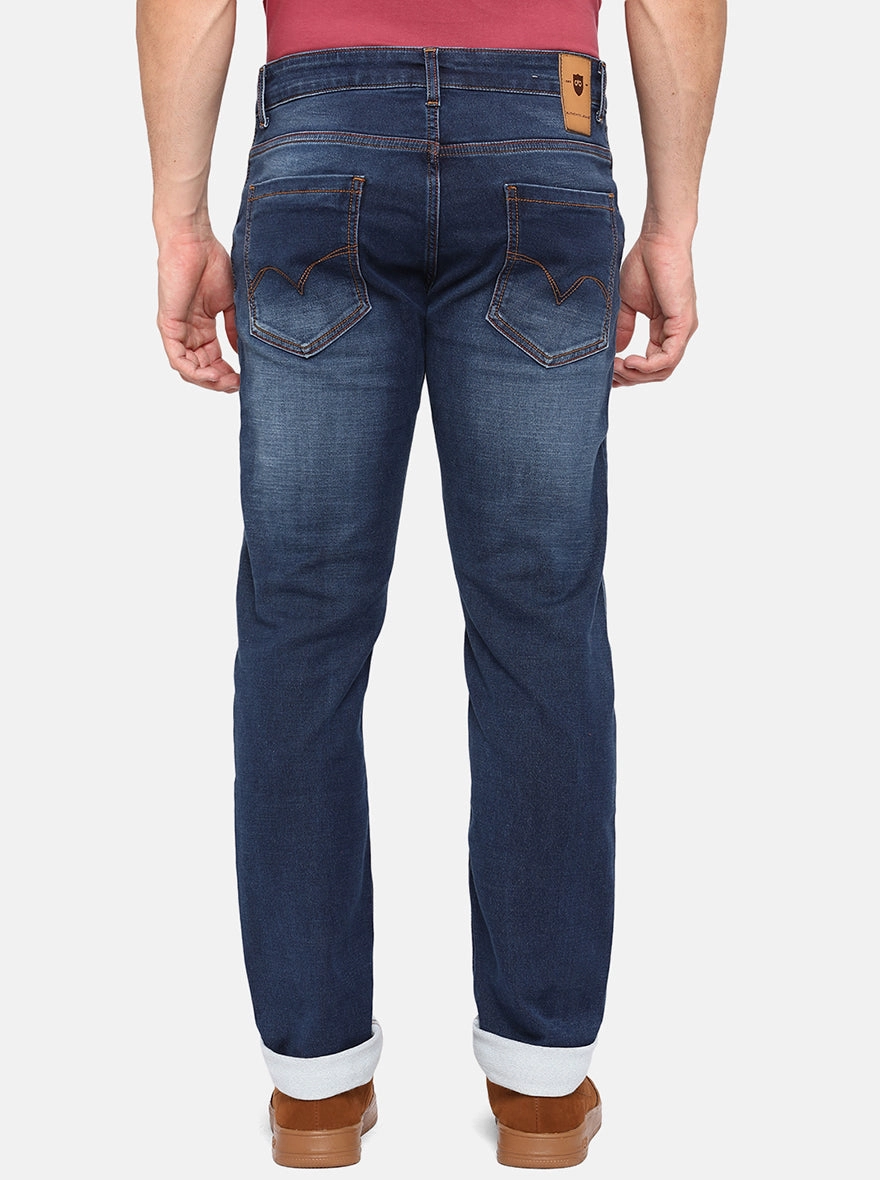 Mid Blue Solid Slim Fit Jeans | JadeBlue