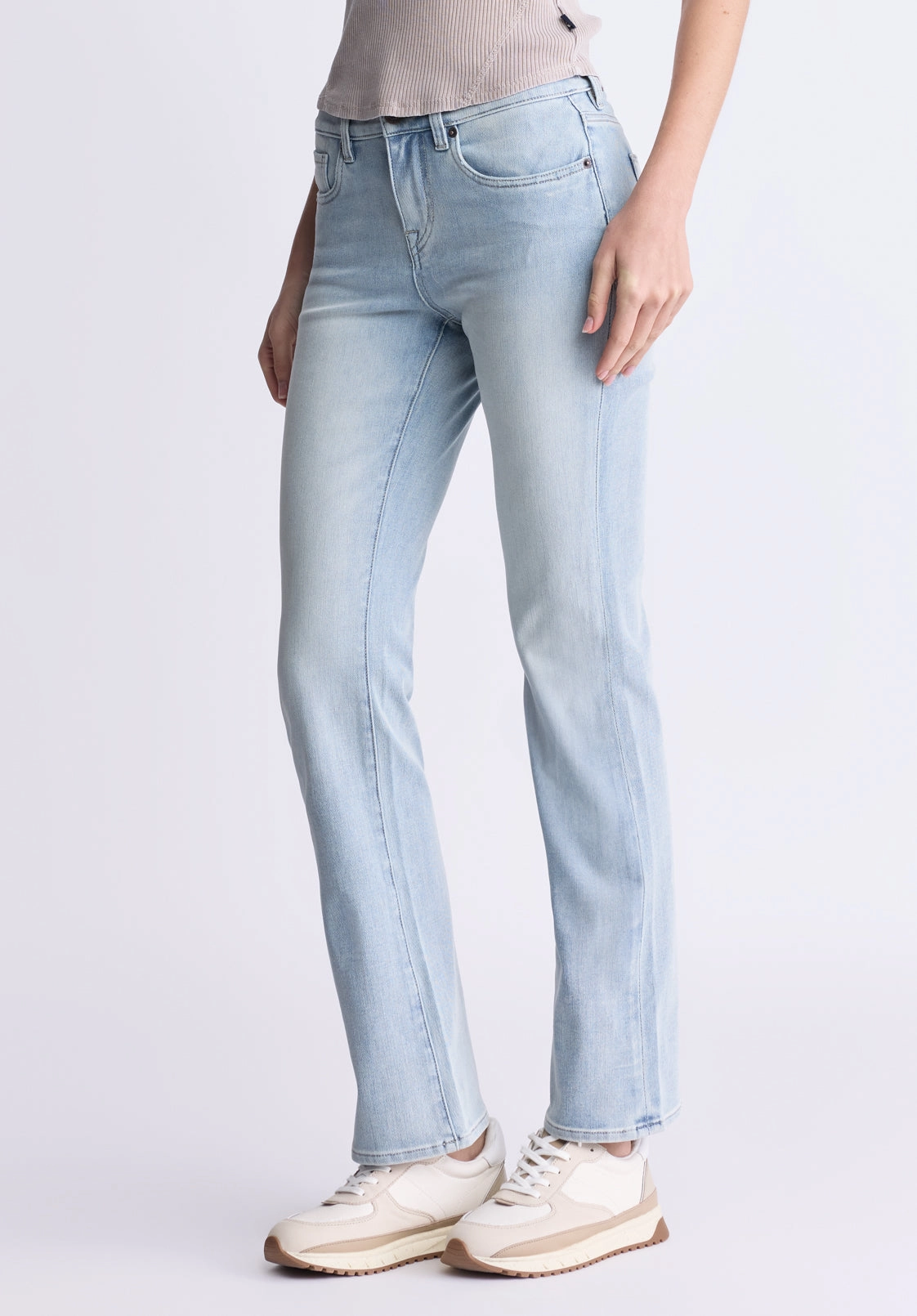 Mid Rise Bootcut Queen Women's Jeans, Vintage Light Blue - BL15985