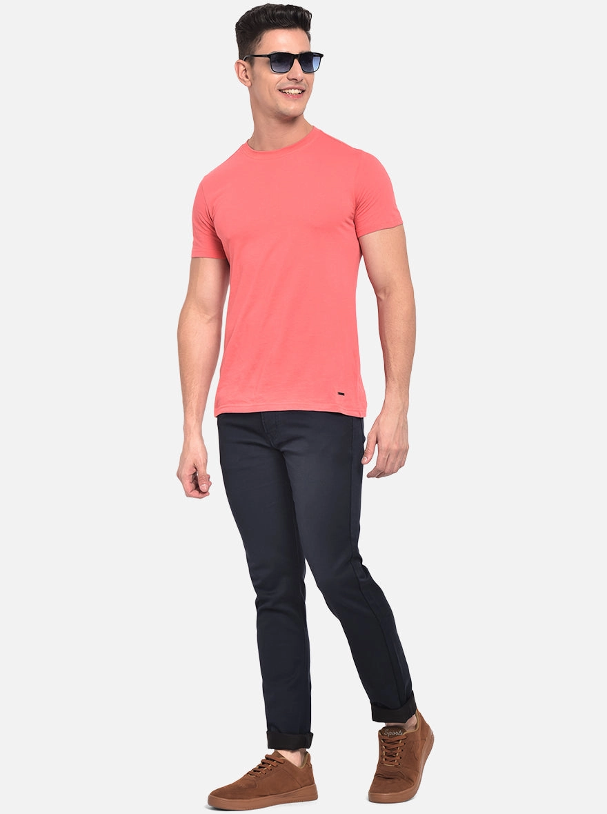 Navy Blue Washed Narrow Fit Jeans | Greenfibre