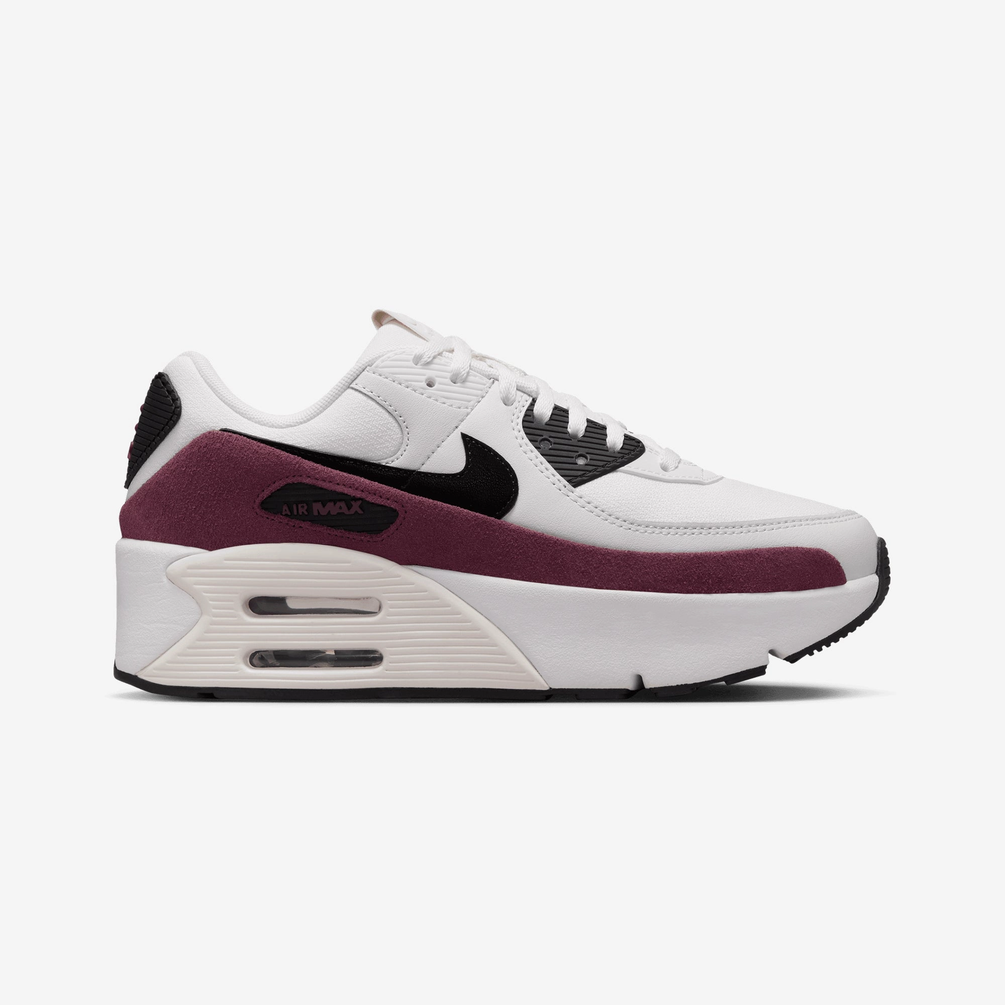 Nike | AIR MAX 90 LV8  { SAIL/BLACK-NIGHT MAROON-PHANTOM