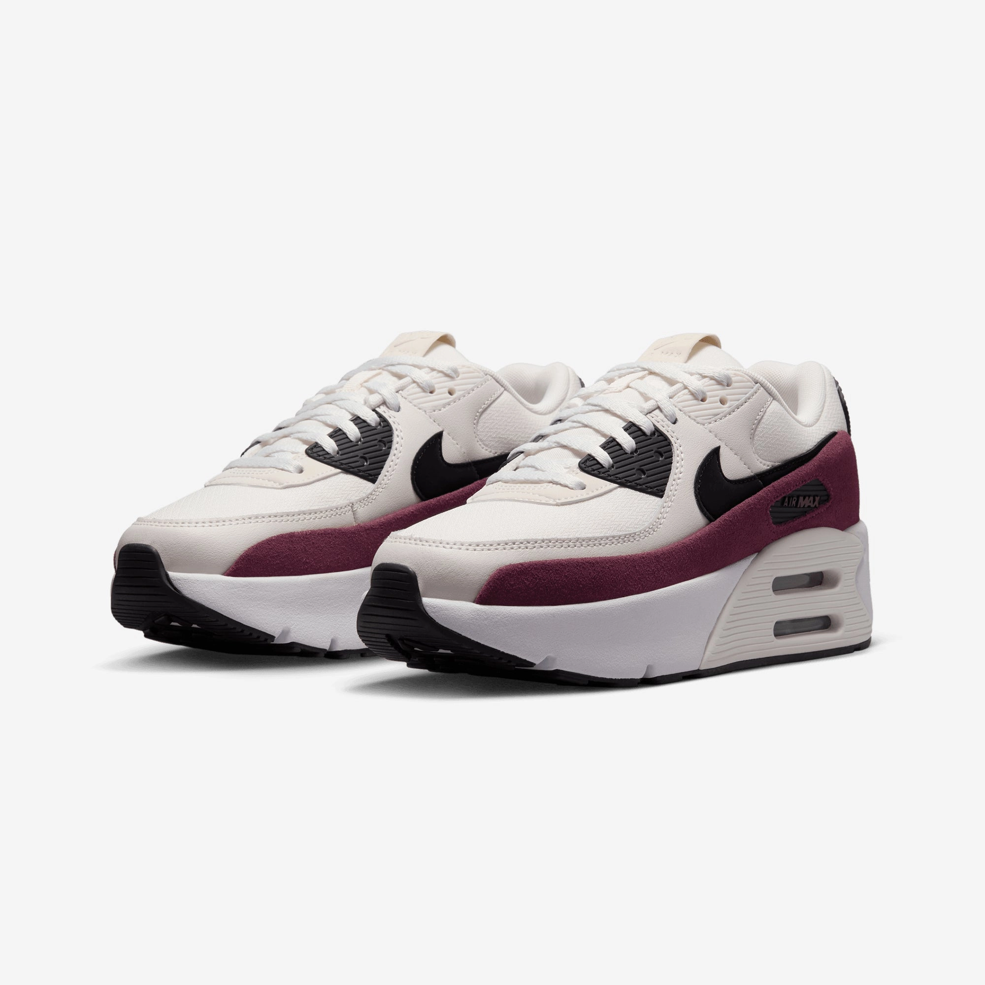 Nike | AIR MAX 90 LV8  { SAIL/BLACK-NIGHT MAROON-PHANTOM