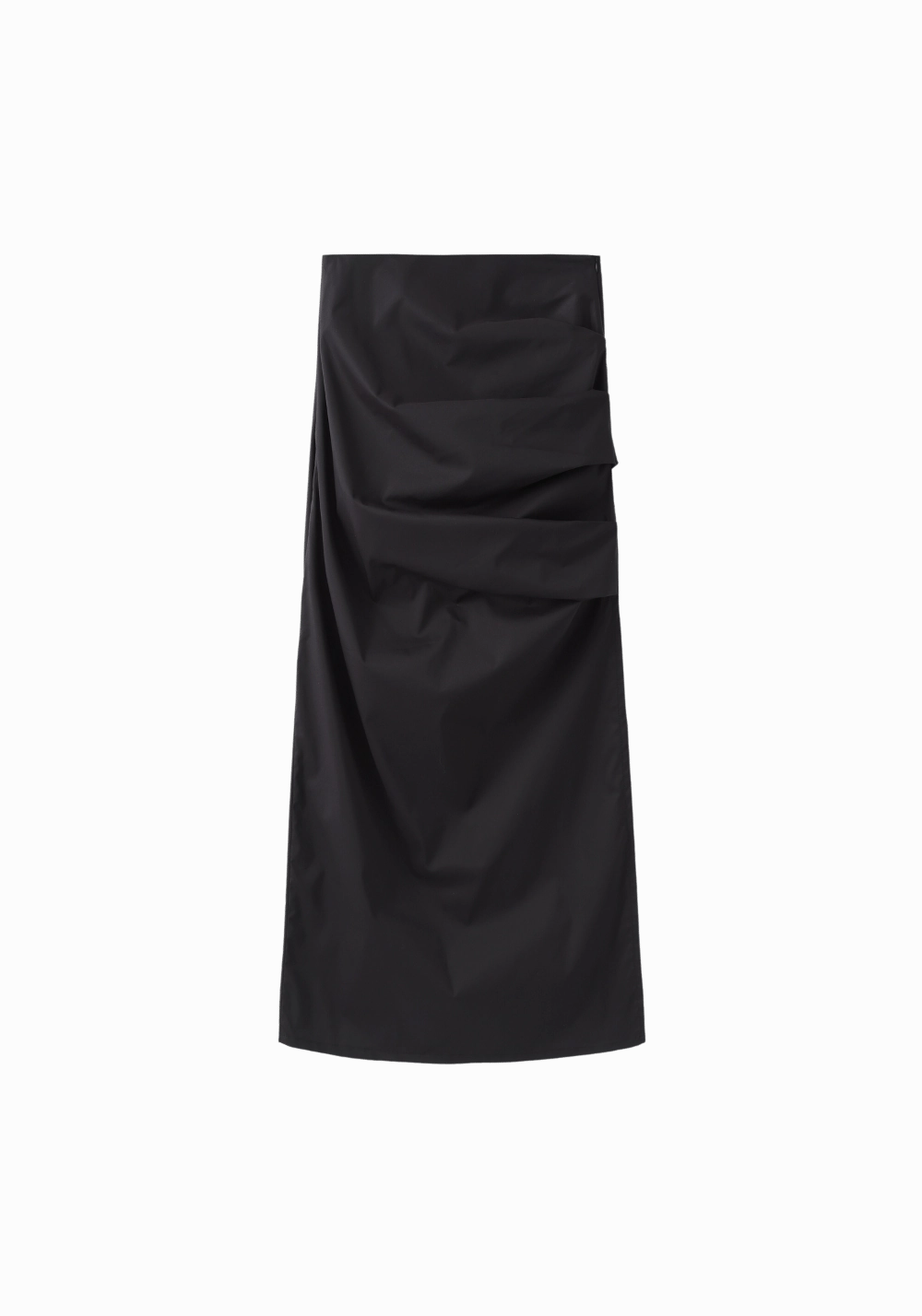 Pleated Nylon Slit Midi Skirt