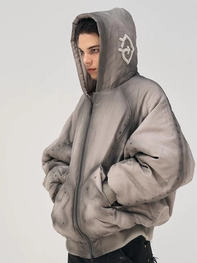 RAP STAR SERIES Studded Pearl Water-Washed Jacket