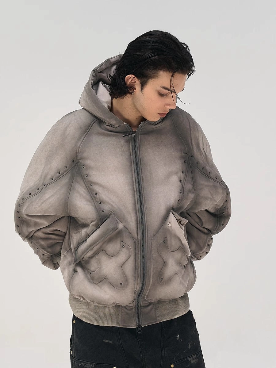 RAP STAR SERIES Studded Pearl Water-Washed Jacket