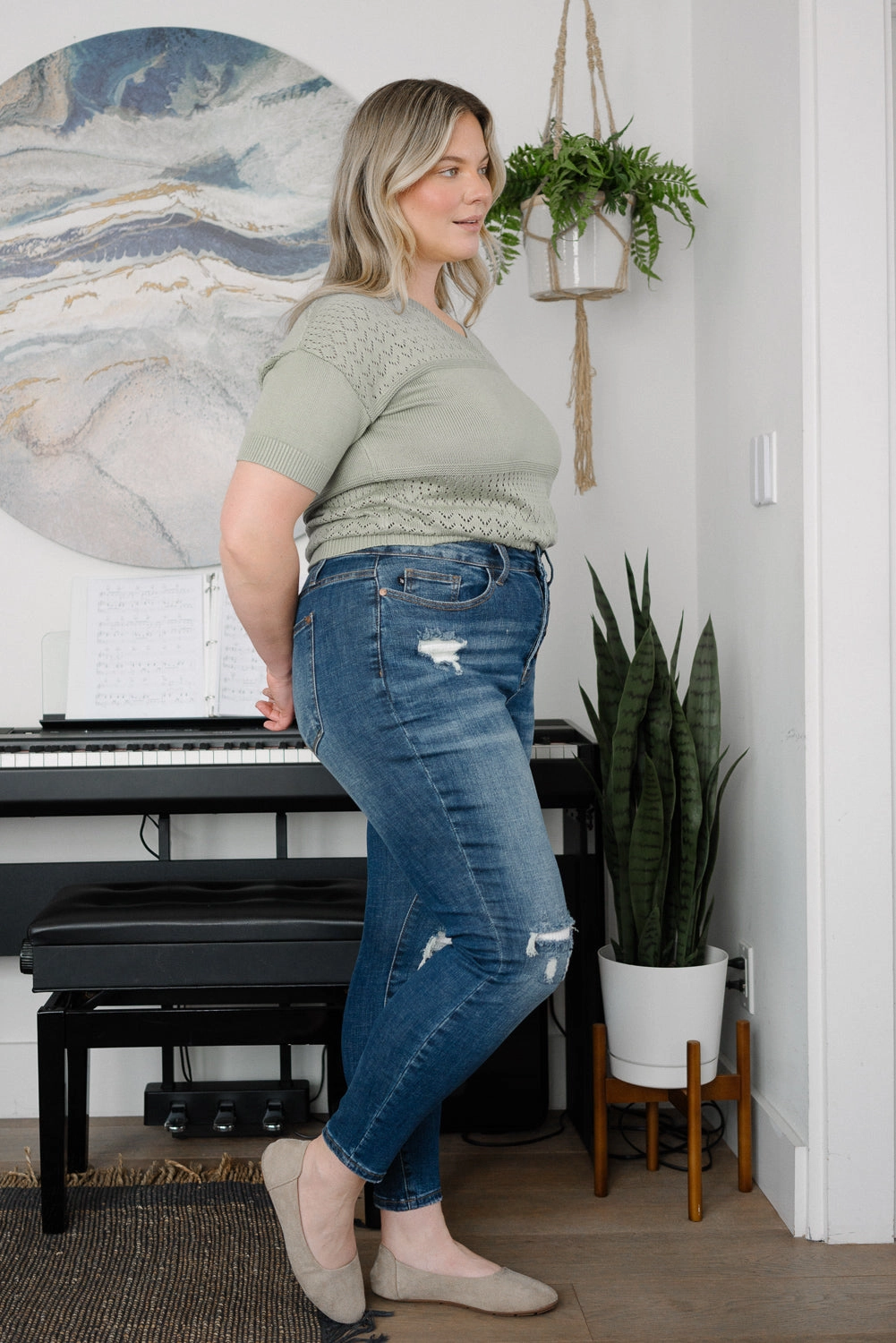 Sadie Mid Rise Thermal Insert Patch Skinny Jeans - PLUS