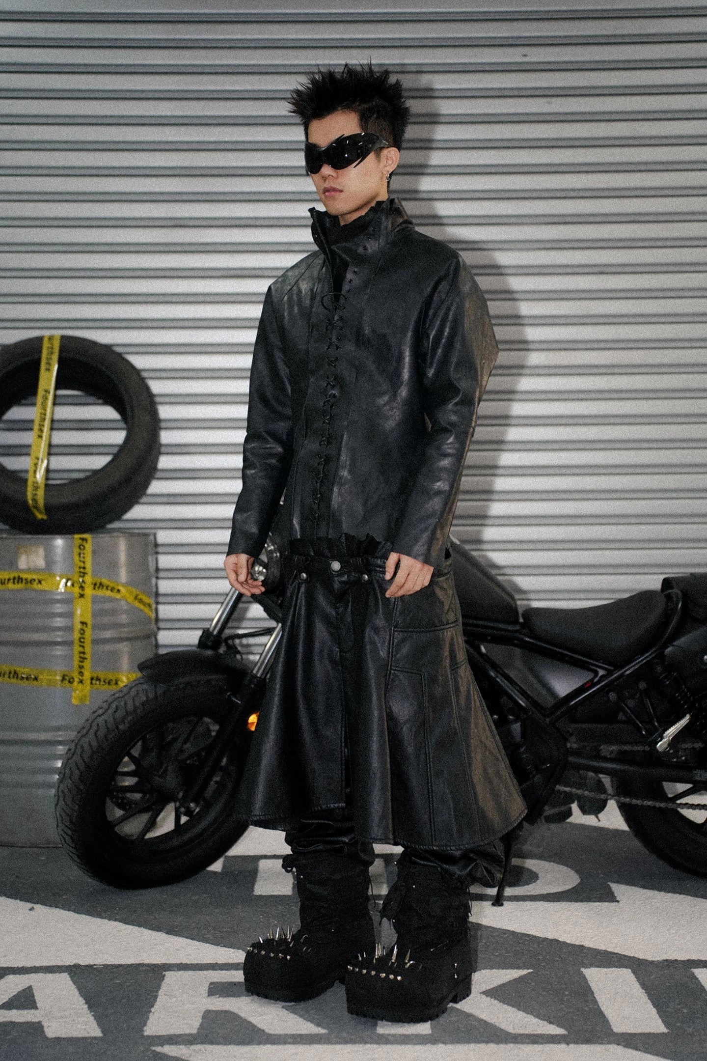 Scimitar Pleated Detachable Leather Pants