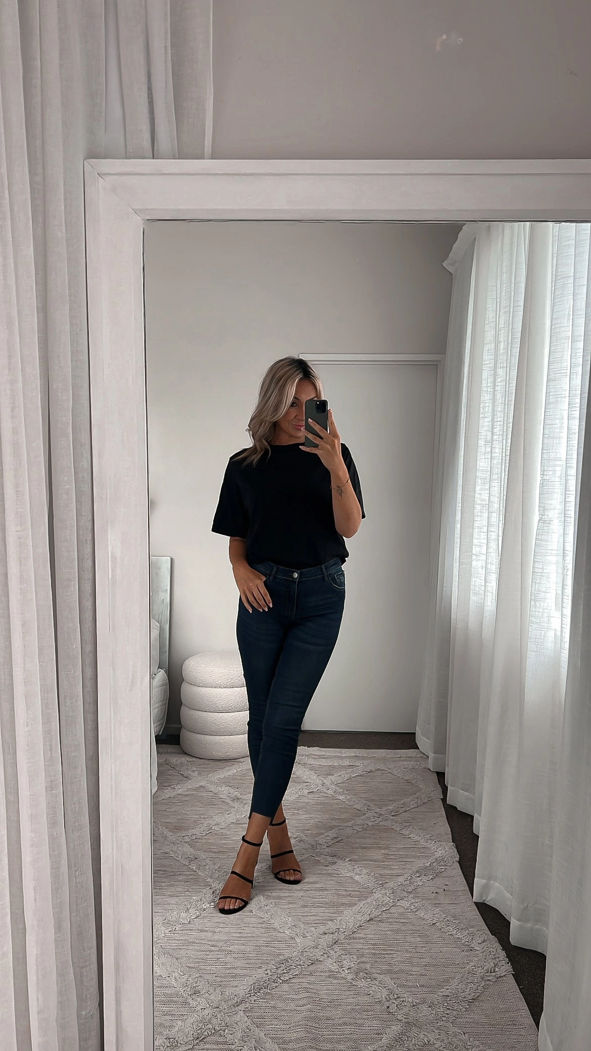 Shine On Label Coen Cropped Skinny Stepped Hem Jean Dark indigo